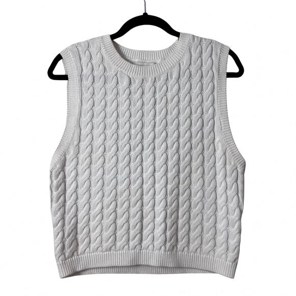 Abercrombie & Fitch Jackets & Blazers - Abercrombie & Fitch Cable Knit Sweater Vest L White Y2K Fisherman Grandpa-Core